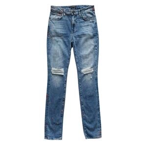 MONFRERE Men's Greyson Jeans Distressed Paint Splatter Slim Fit Size 30 31x33